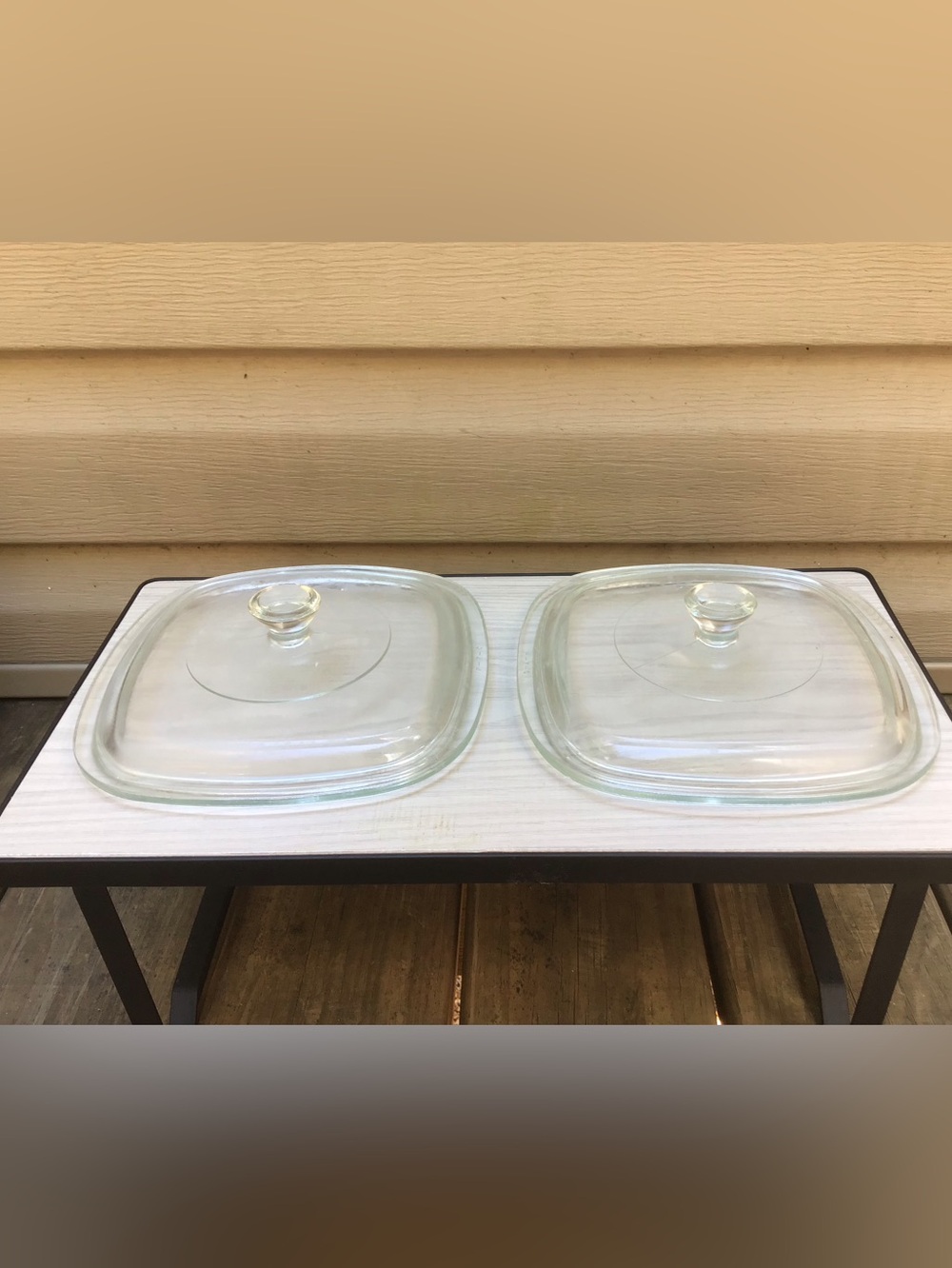 Two Pyrex P-7-C Square Replacement Casserole Lids
